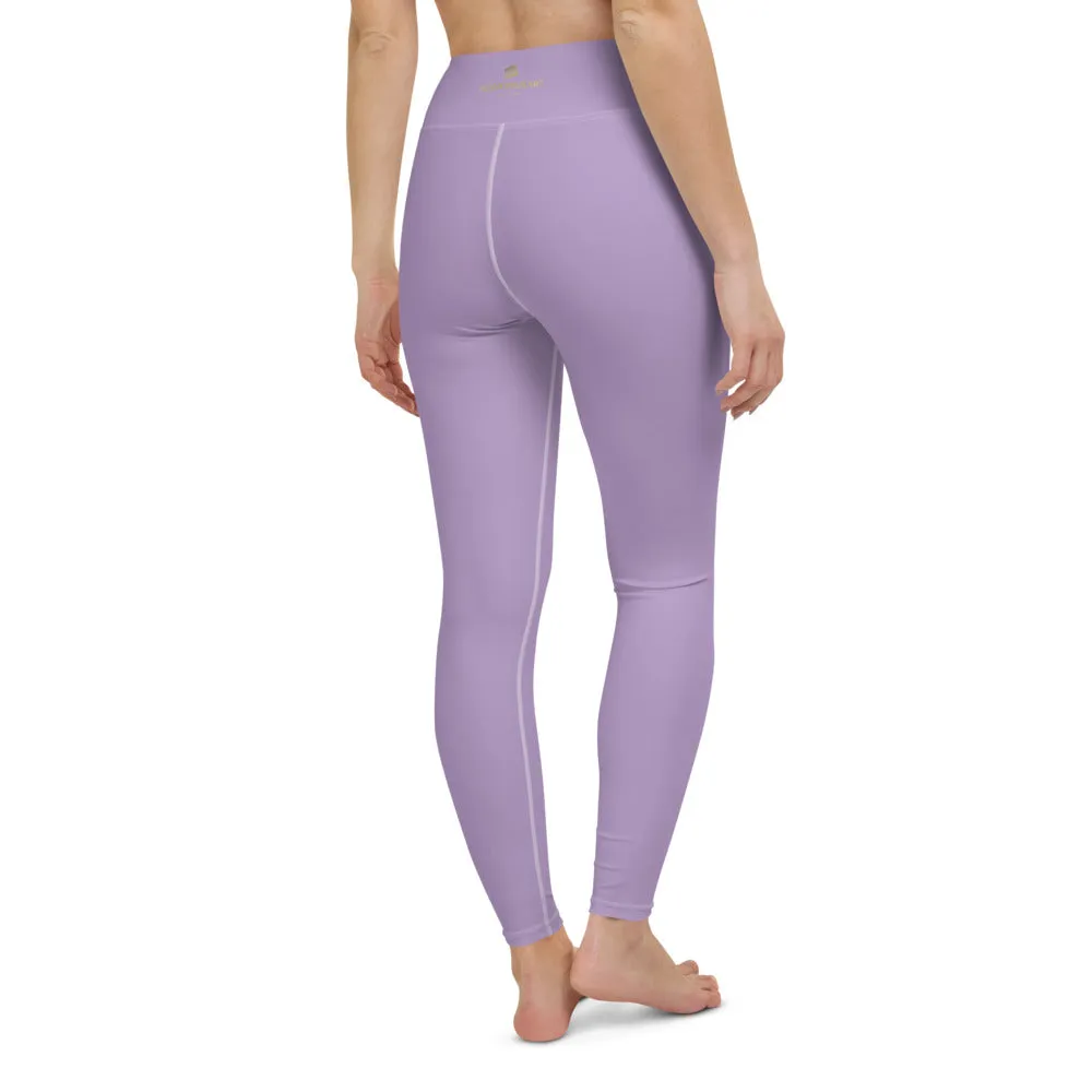 Light Purple Women's Yoga Leggings, Best Pale Purple Long Gym Tights-Made in US/EU/MX