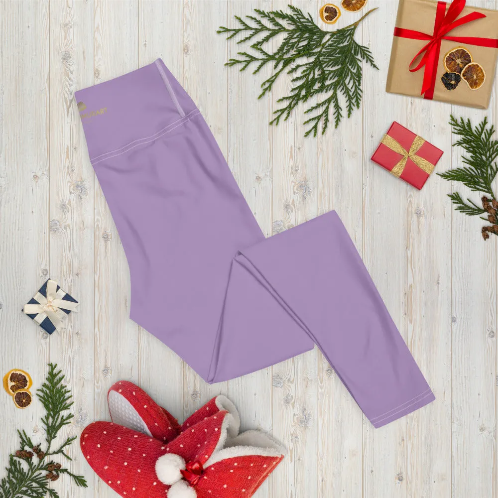 Light Purple Women's Yoga Leggings, Best Pale Purple Long Gym Tights-Made in US/EU/MX