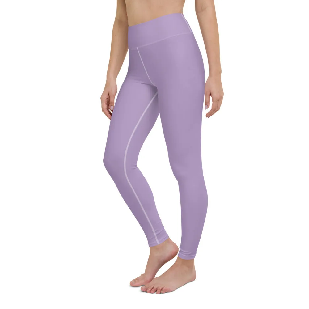 Light Purple Women's Yoga Leggings, Best Pale Purple Long Gym Tights-Made in US/EU/MX