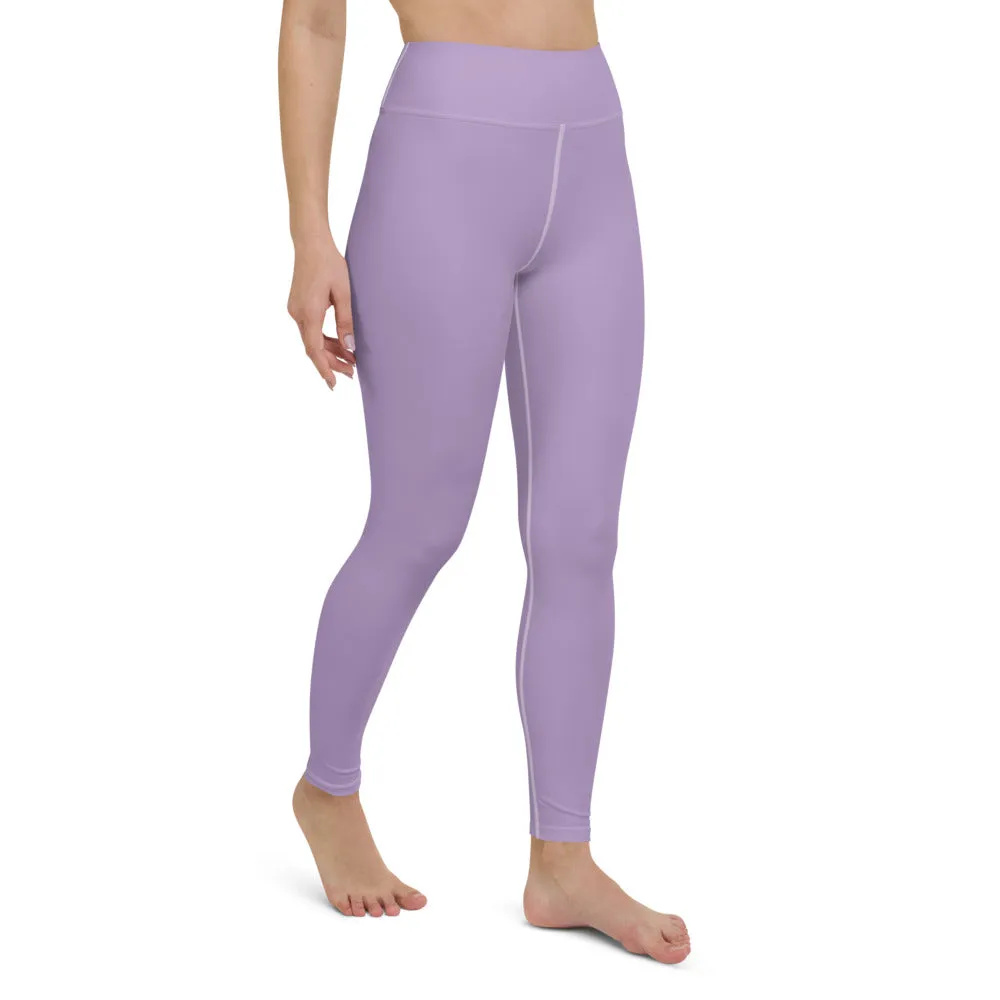 Light Purple Women's Yoga Leggings, Best Pale Purple Long Gym Tights-Made in US/EU/MX