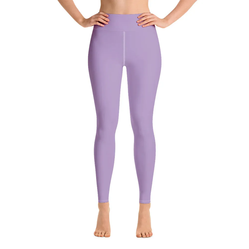 Light Purple Women's Yoga Leggings, Best Pale Purple Long Gym Tights-Made in US/EU/MX