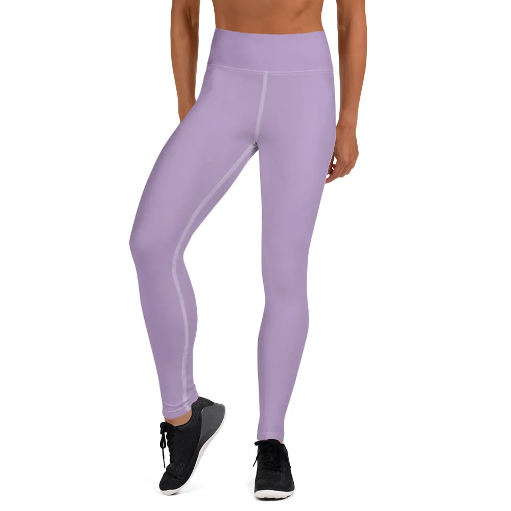 Light Purple Women's Yoga Leggings, Best Pale Purple Long Gym Tights-Made in US/EU/MX