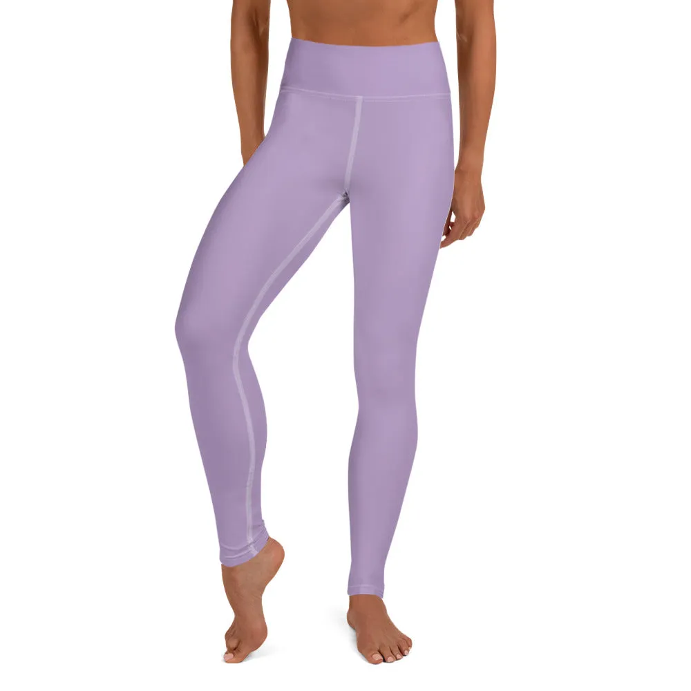 Light Purple Women's Yoga Leggings, Best Pale Purple Long Gym Tights-Made in US/EU/MX