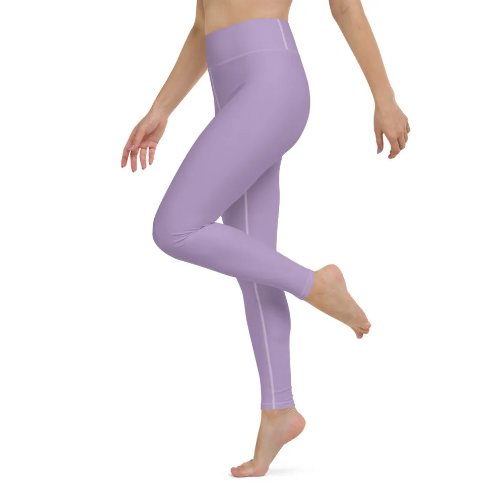 Light Purple Women's Yoga Leggings, Best Pale Purple Long Gym Tights-Made in US/EU/MX