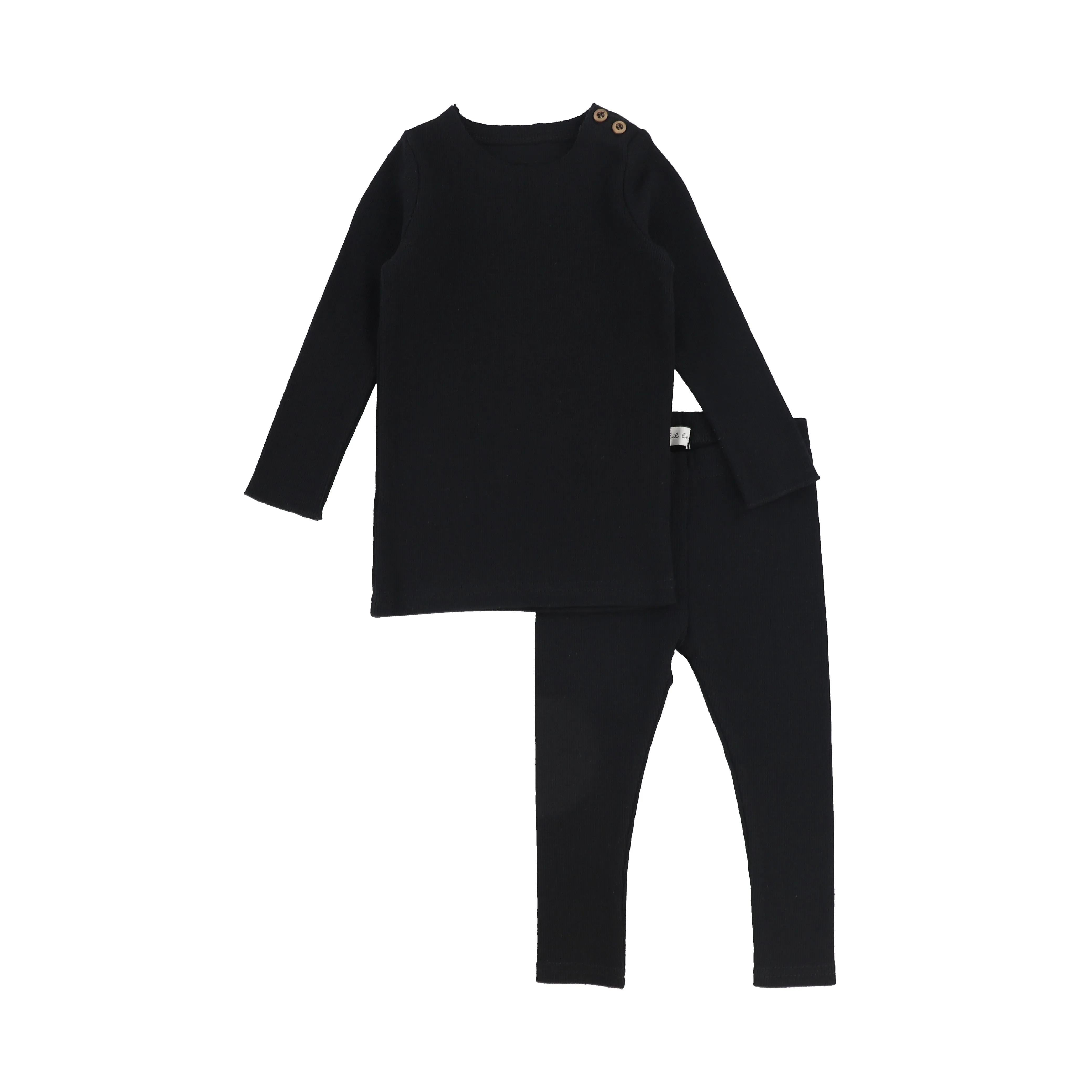 LIL LEGS BLACK RIBBED SET