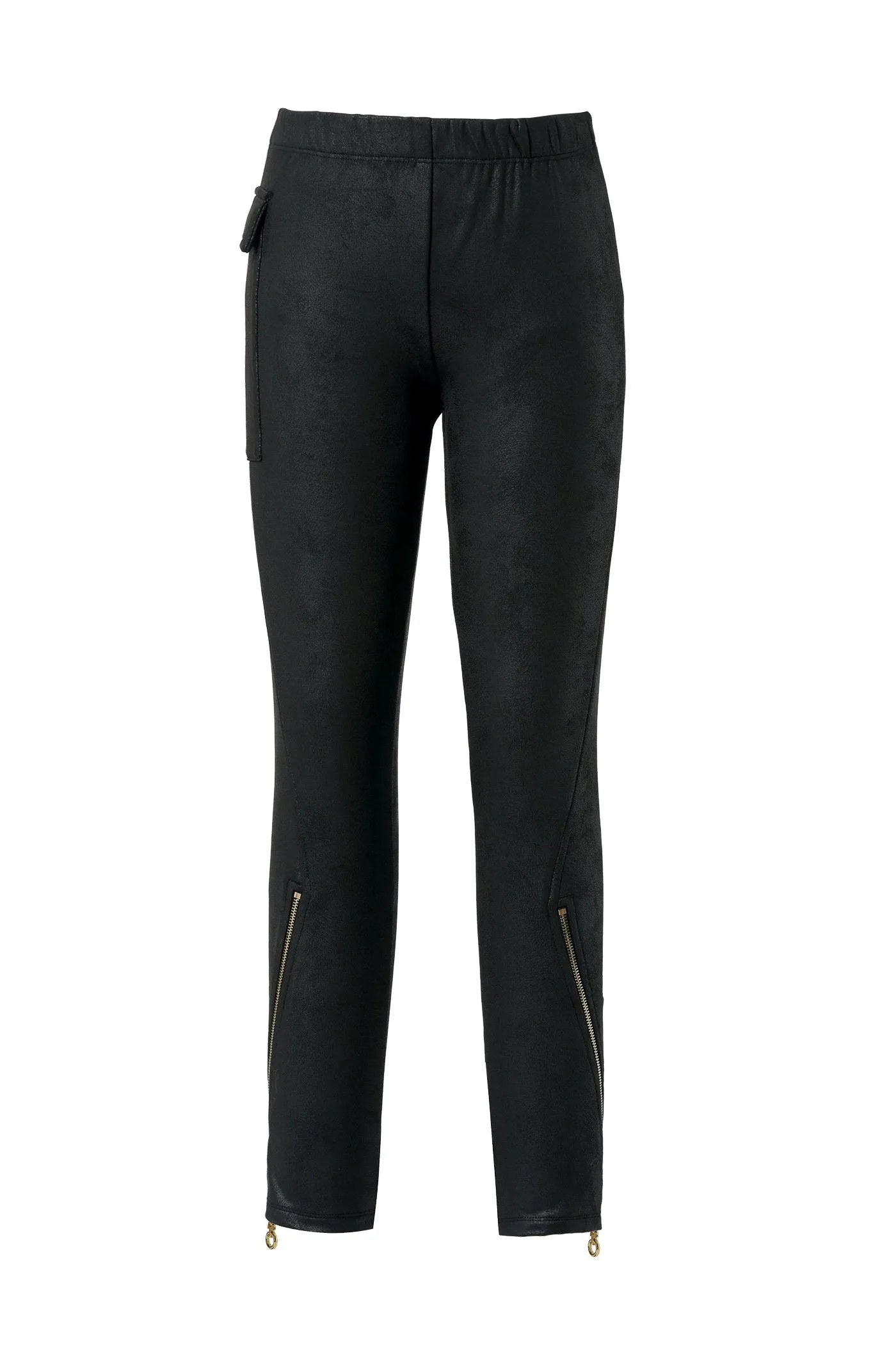 Little Girl's Faux Suede Motto Zipper Leggings