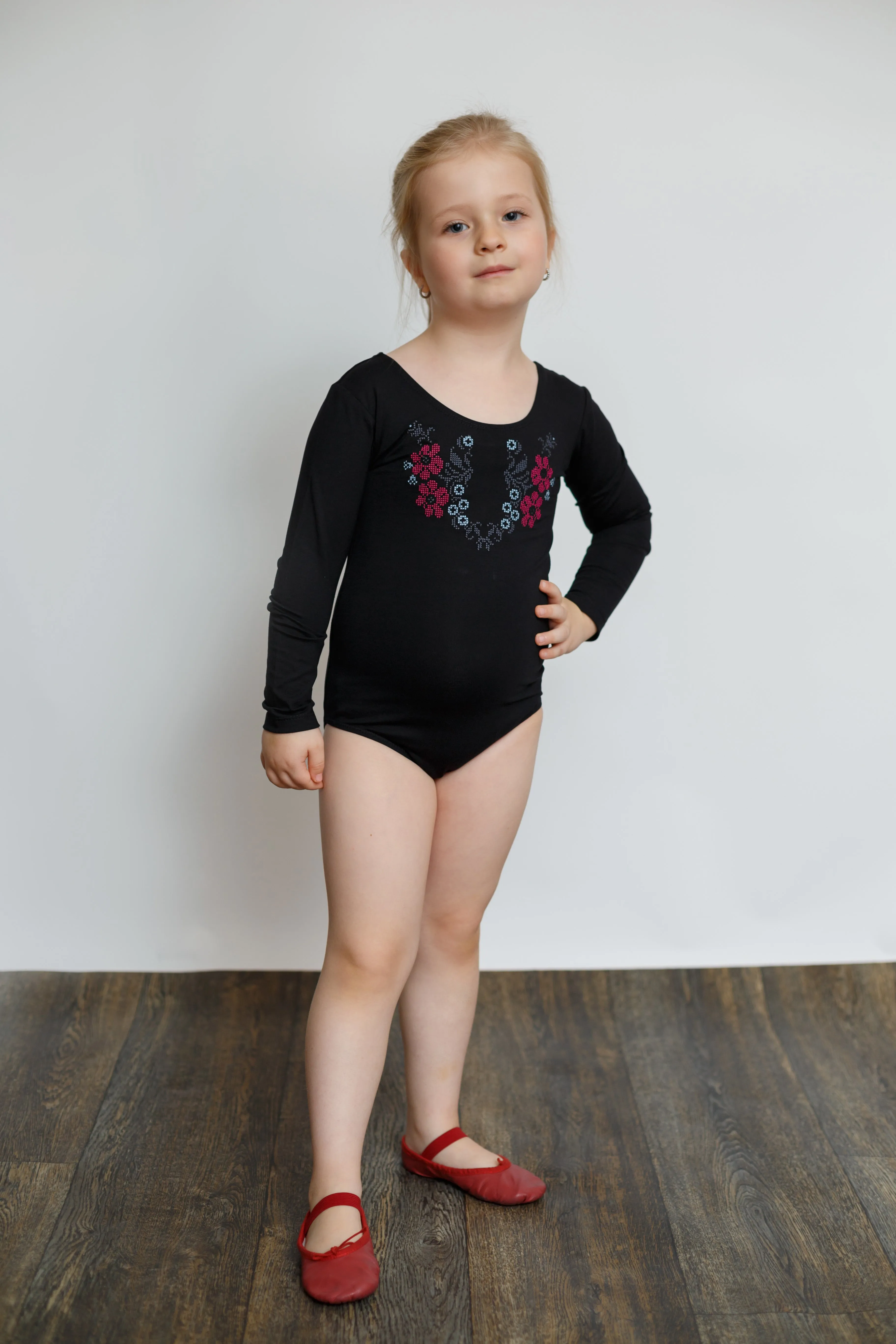 Long Sleeve Embroidered Bodysuit- Floral