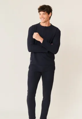 Marc-Antoine Marine - T-Shirt De Pyjama En Coton Gaufré
