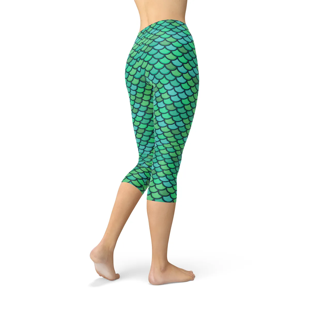 Mermaid Print Capri Leggings for Active Women