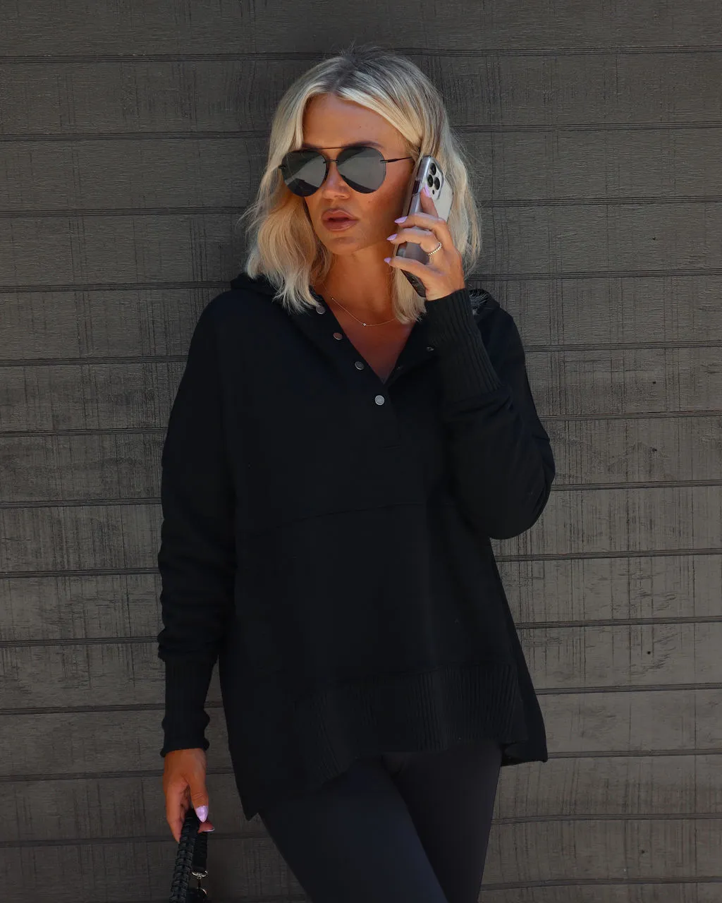 Mindful Cotton Pocketed Henley Hoodie