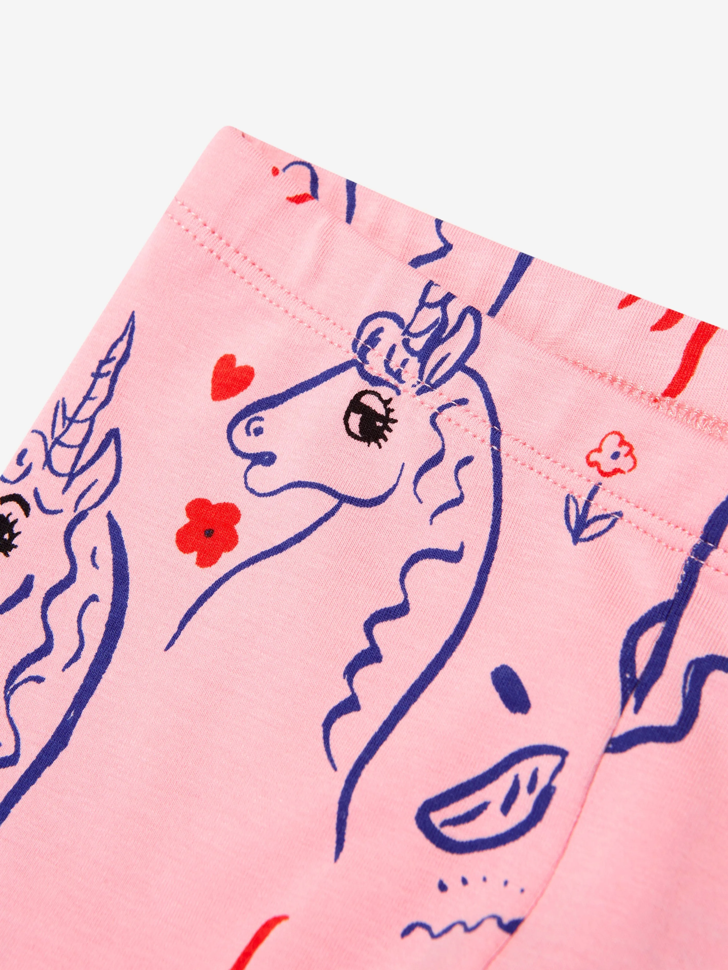 Mini Rodini Girls Organic Cotton Unicorns Leggings in Pink