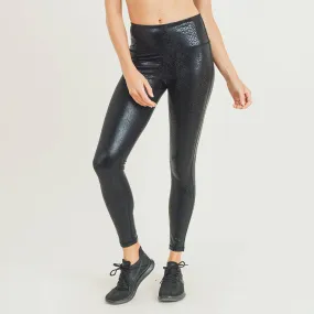 Mono B Black Nagini Snake Foil Print Highwaist Leggings