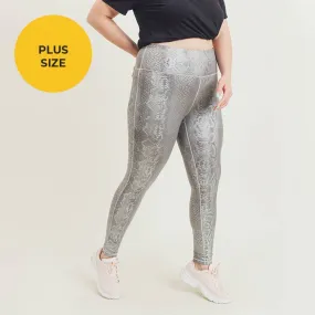 Mono B Plus Silver Snake Print Highwaist Leggings
