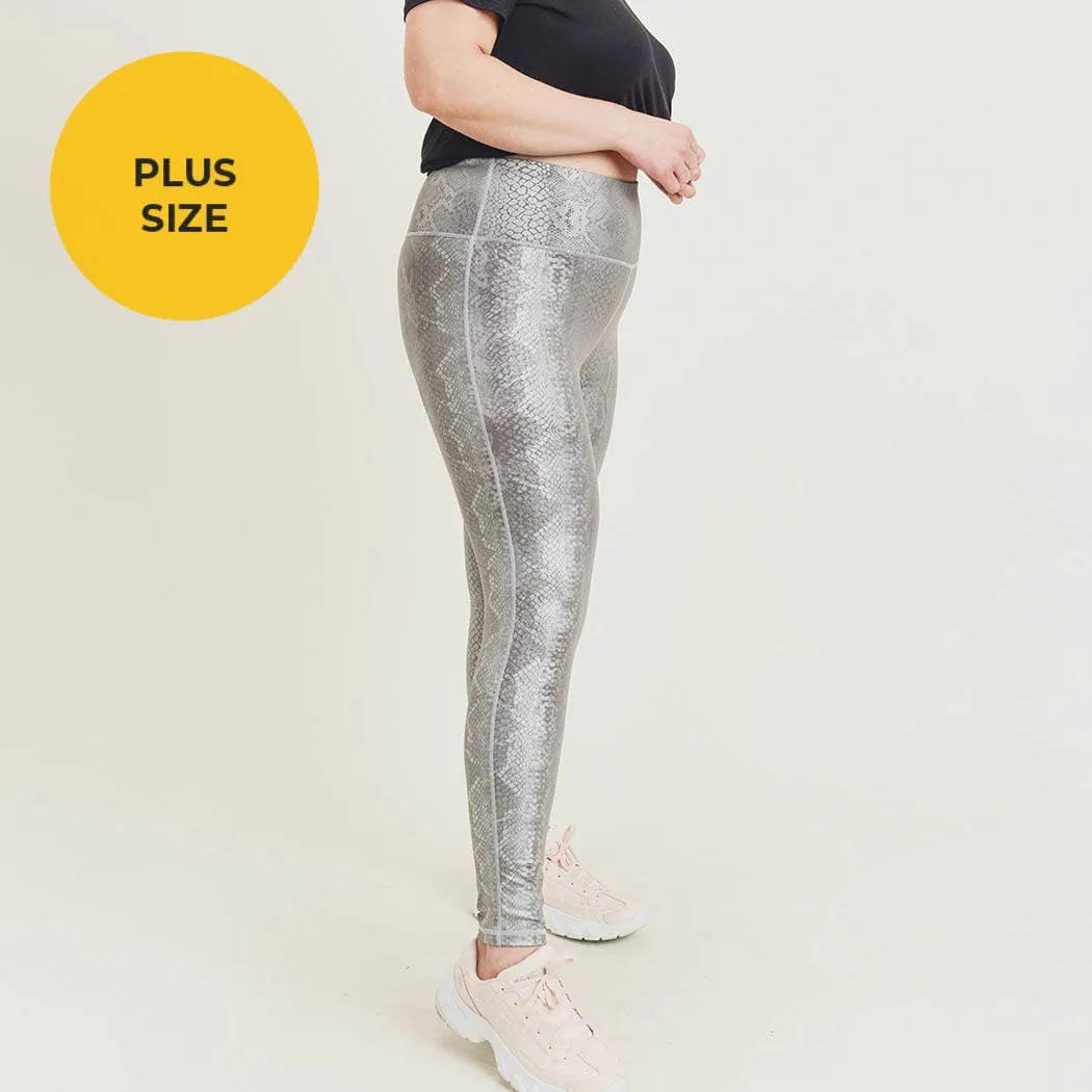 Mono B Plus Silver Snake Print Highwaist Leggings