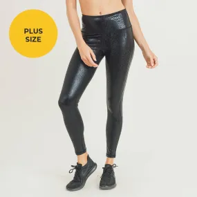 Mono B Plus Size Black Nagini Snake Foil Print Highwaist Leggings