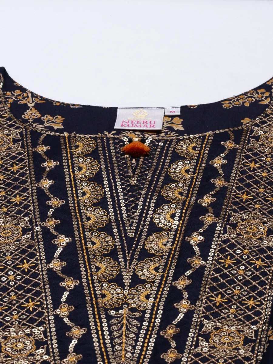 Neeru's Blue Color Santoon Fabric Tunic