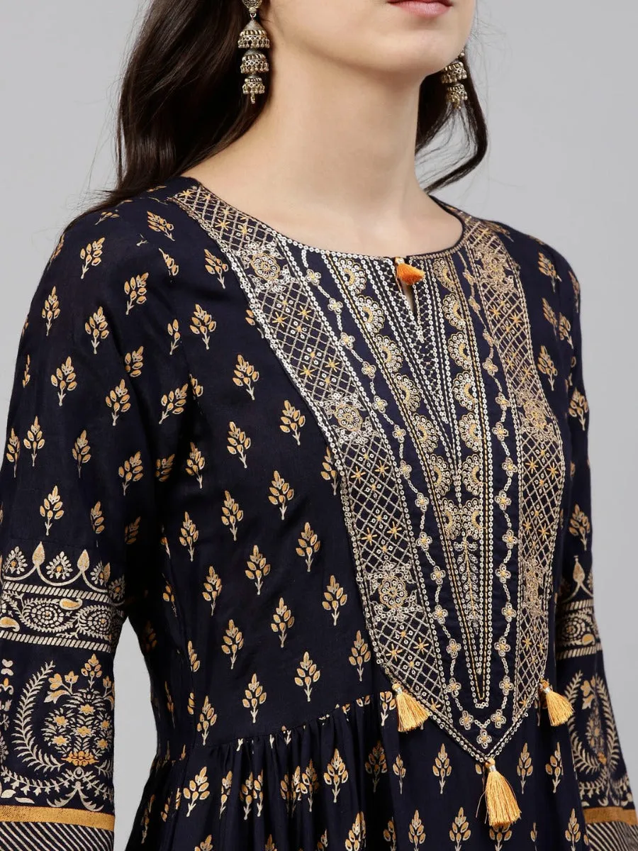 Neeru's Blue Color Santoon Fabric Tunic