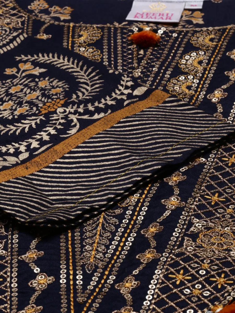 Neeru's Blue Color Santoon Fabric Tunic
