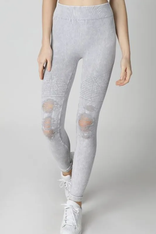 Nikibiki Vintage Modal Destroyed Leggings - Cool Gray