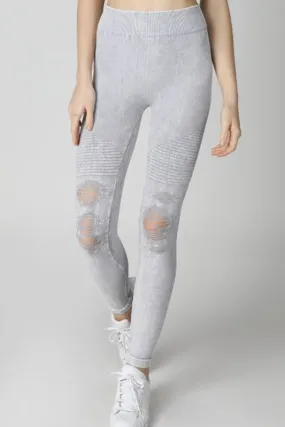 Nikibiki Vintage Modal Destroyed Leggings - Cool Gray