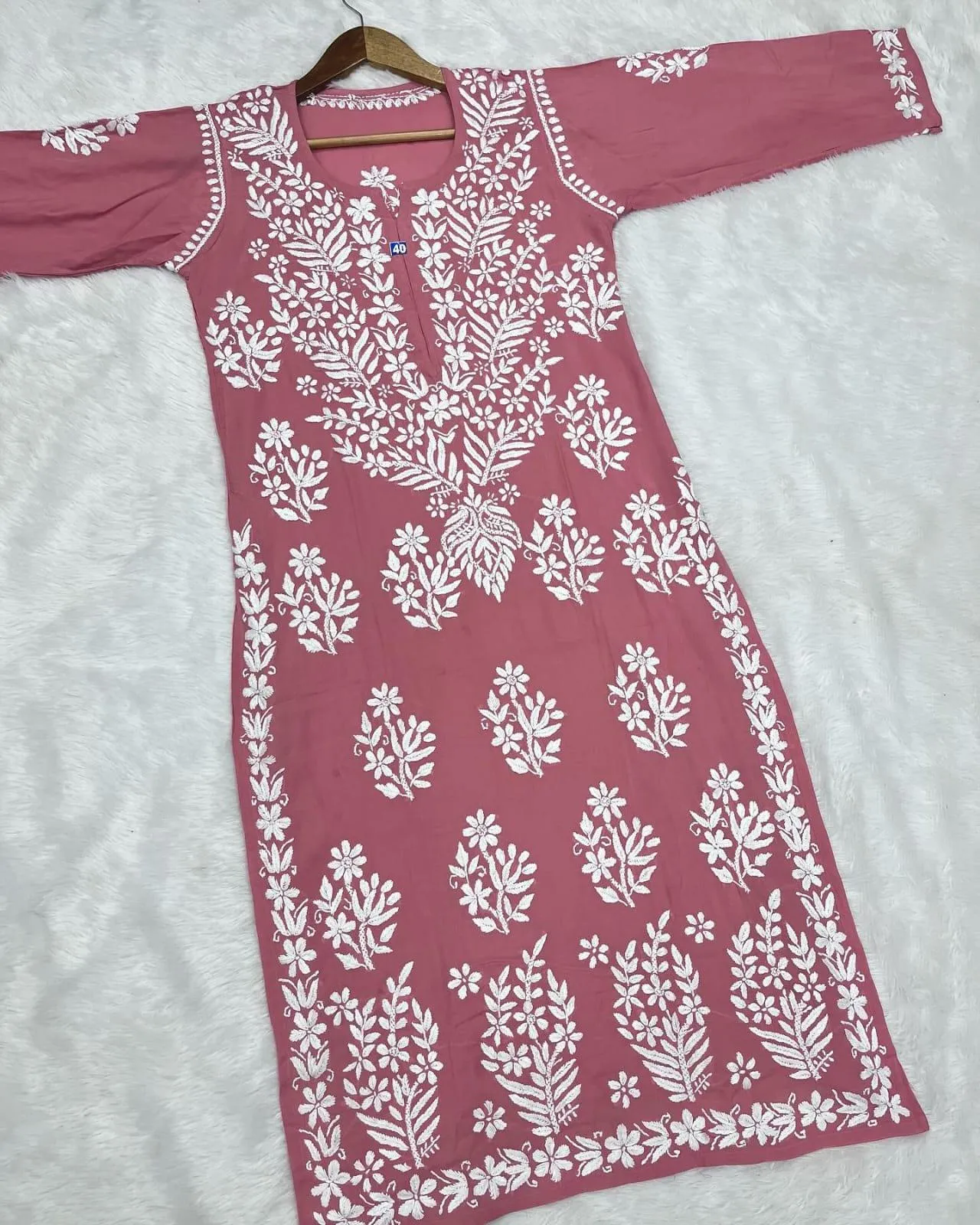 Pink Heavy Chikankari Handwork Modal Kurti , Pair it With Jeans