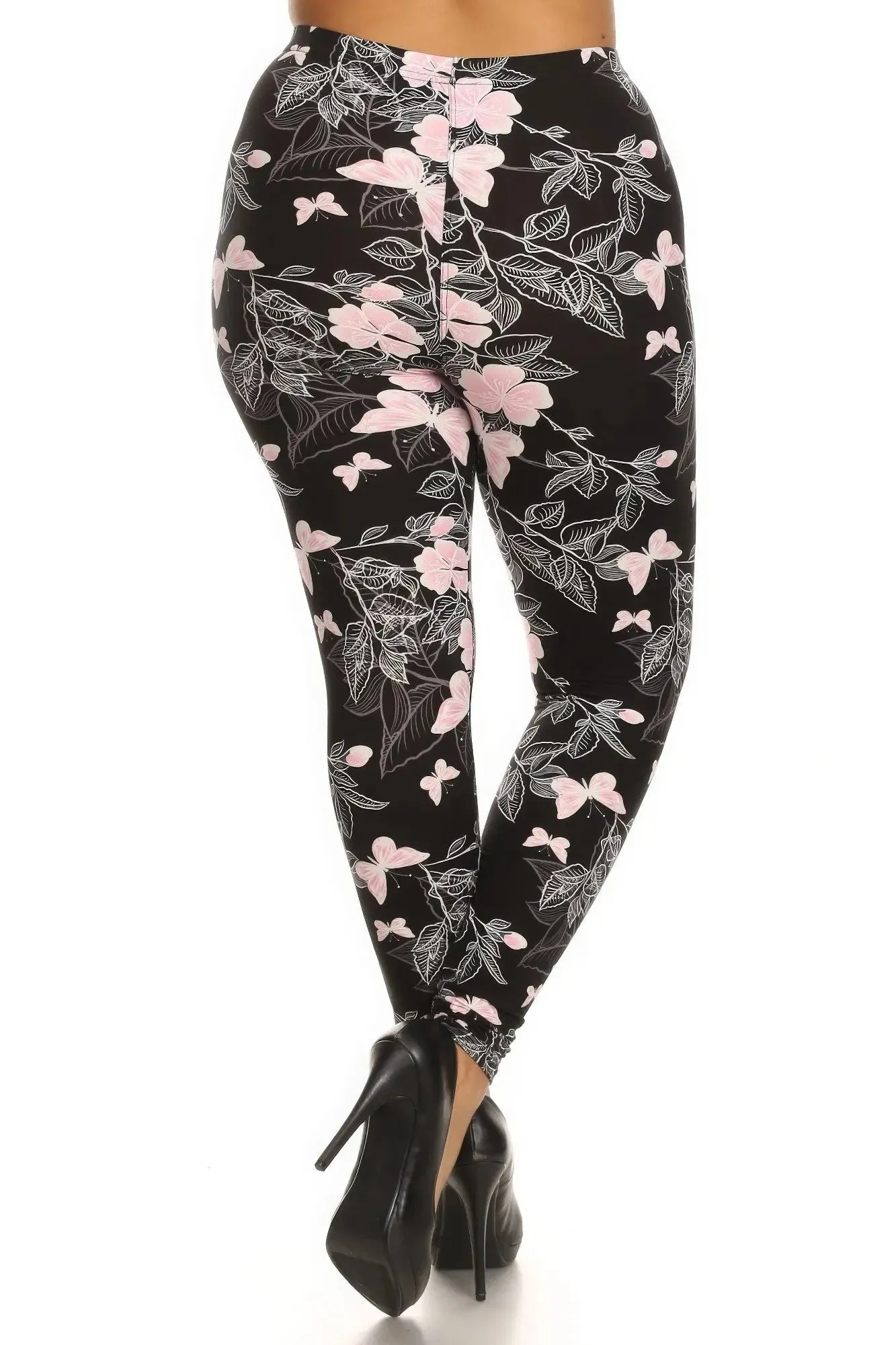 Plus Size-  Butterfly Graphic Printed Knit Leggings