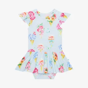 Posh Peanut Camille Ruffled Capsleeve Basic Twirl Skirt Bodysuit