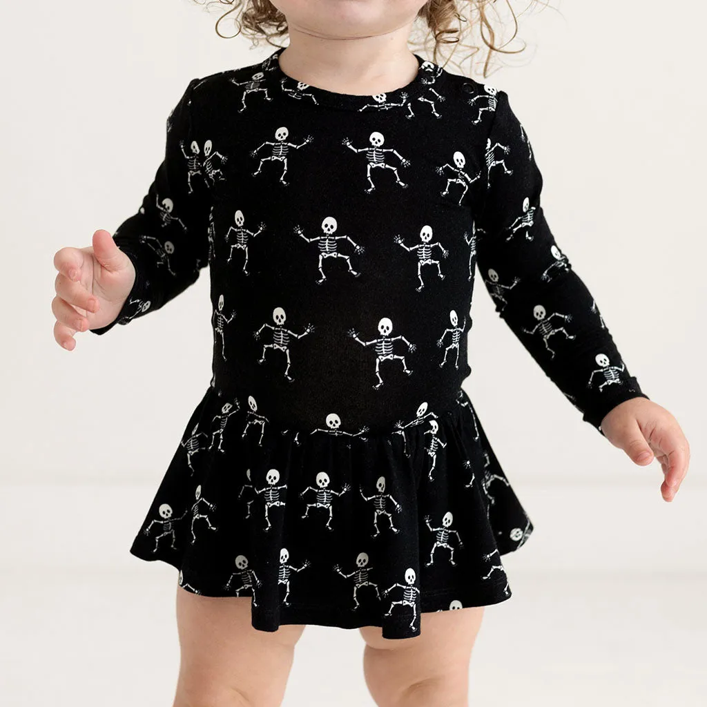 Posh Peanut | Long Sleeve Basic Twirl Skirt Bodysuit ~ Dancing Skelly