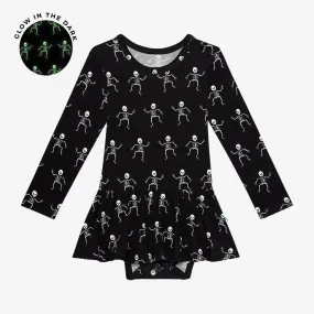 Posh Peanut | Long Sleeve Basic Twirl Skirt Bodysuit ~ Dancing Skelly