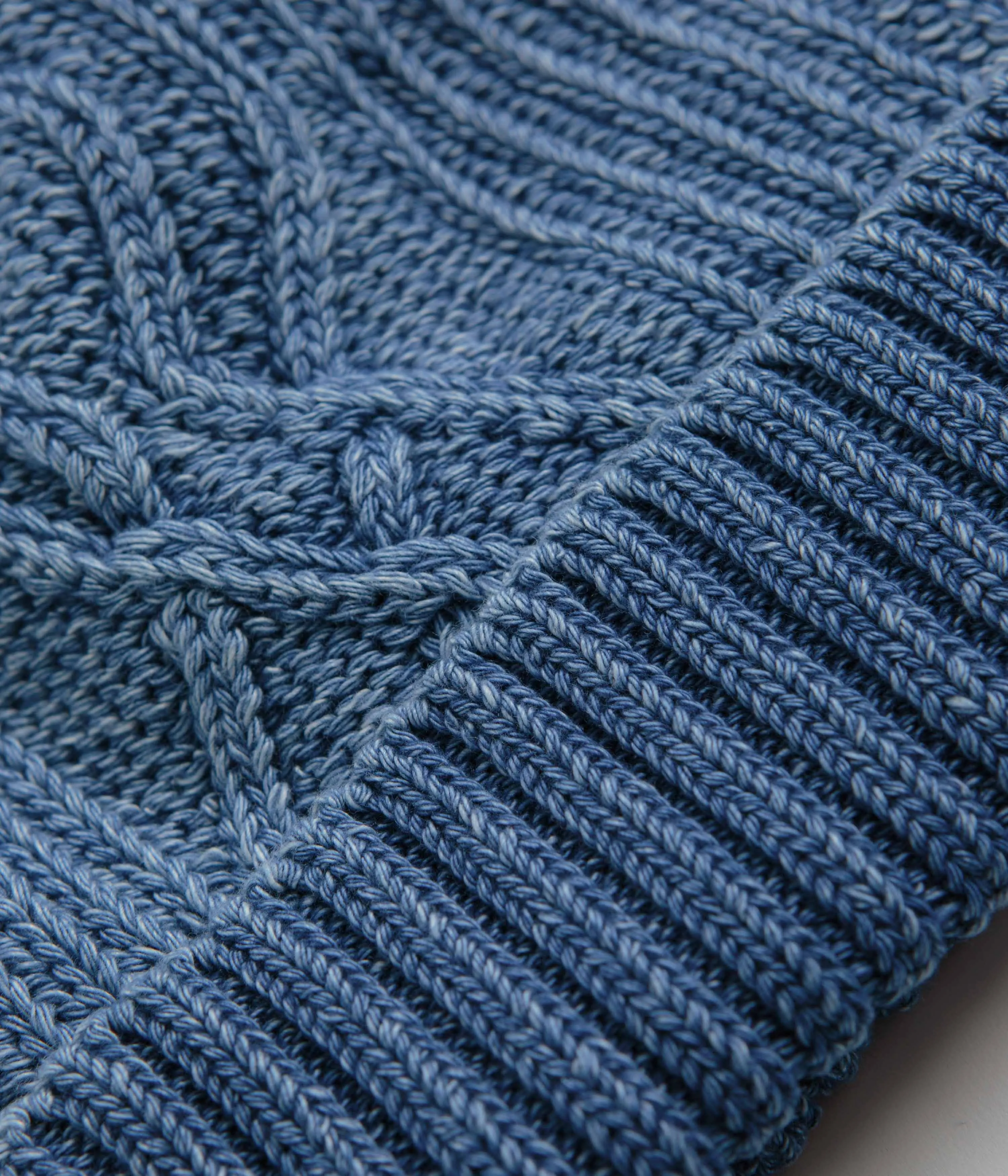 RoToTo Aran Cable Beanie - Light Denim