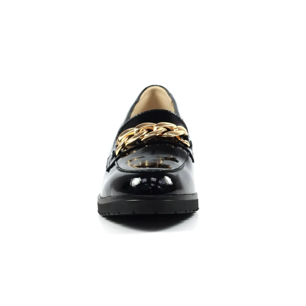 Slip On Lunar Ladies Chain Detail Shoes Zora Black/Gold Animal Print sale