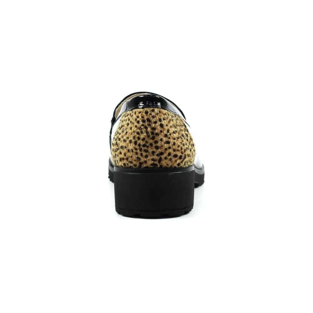 Slip On Lunar Ladies Chain Detail Shoes Zora Black/Gold Animal Print sale