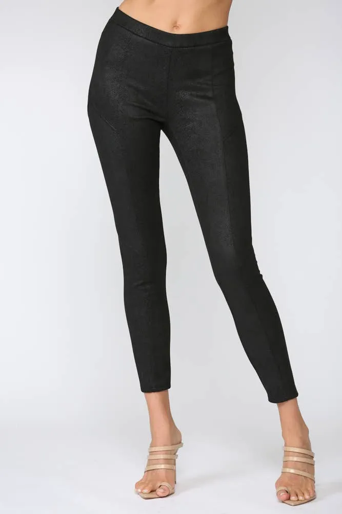 Snake print faux suede leggings