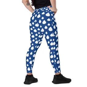 Sports mesh Leggings with CTS pockets Blue Rain Drops