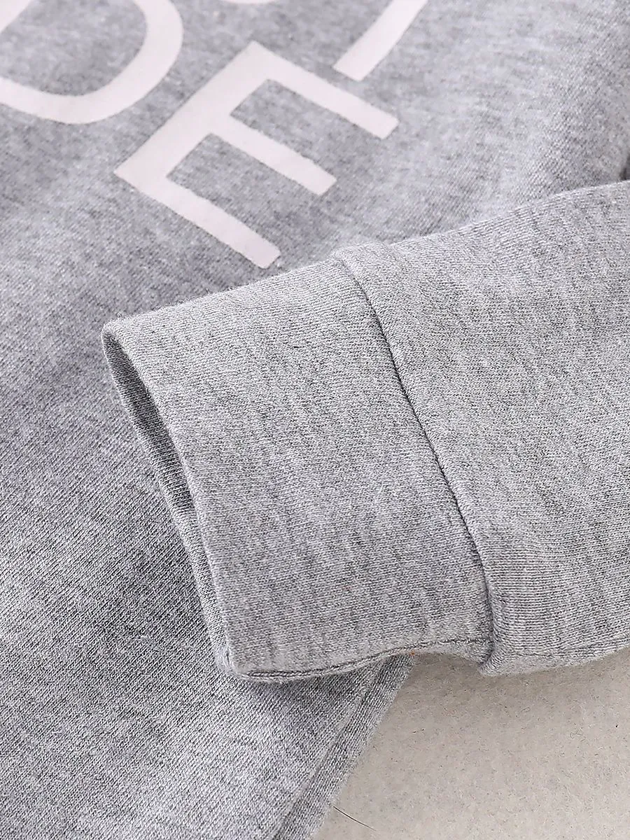 Spring Gray Long-sleeved Hooded Baby Jumpsuit Overalls