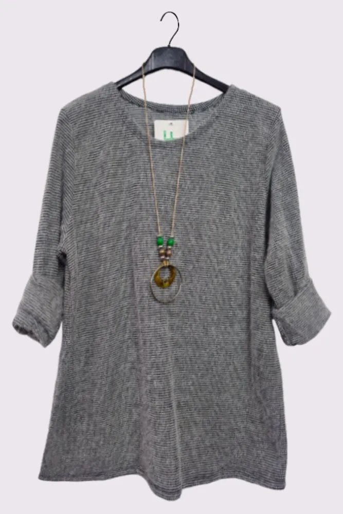 Stitch Pattern Necklace Tunic Top