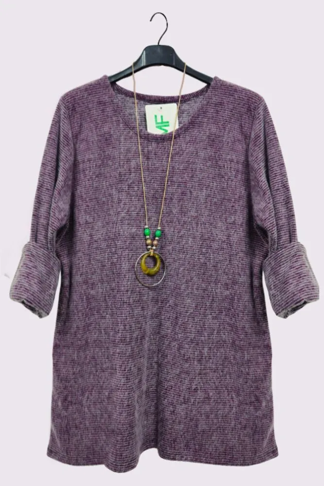 Stitch Pattern Necklace Tunic Top