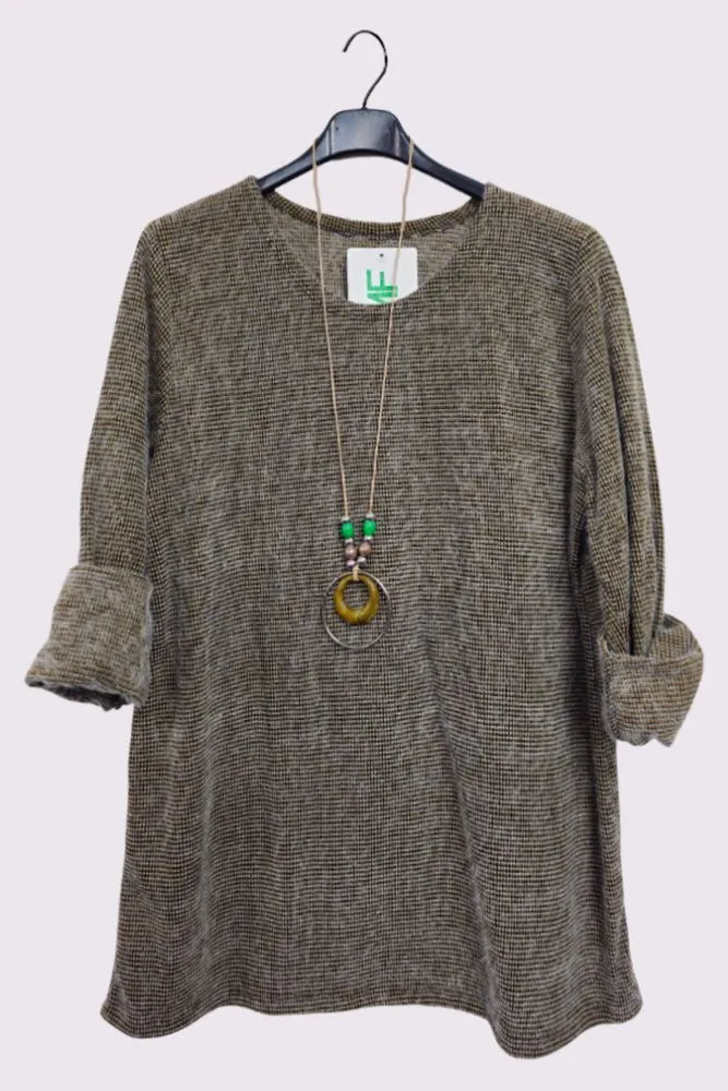 Stitch Pattern Necklace Tunic Top