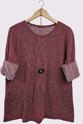 Stitch Pattern Necklace Tunic Top