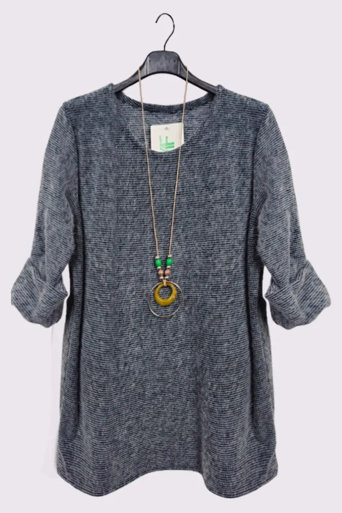 Stitch Pattern Necklace Tunic Top