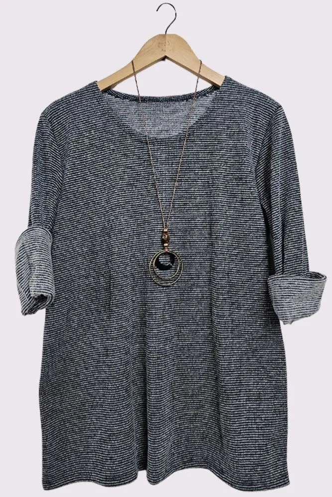 Stitch Pattern Necklace Tunic Top