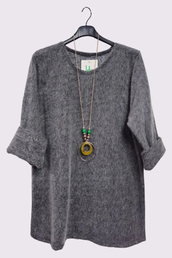 Stitch Pattern Necklace Tunic Top