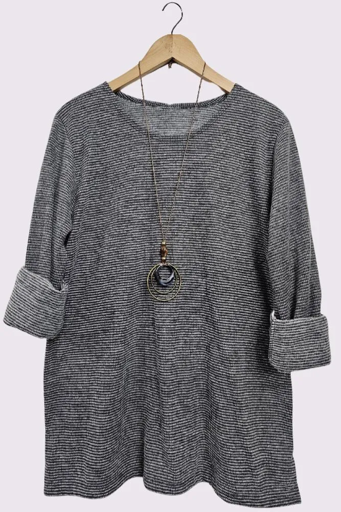 Stitch Pattern Necklace Tunic Top