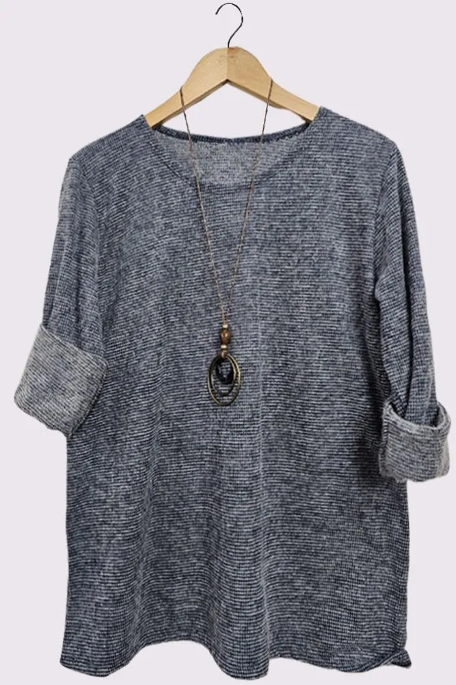 Stitch Pattern Necklace Tunic Top