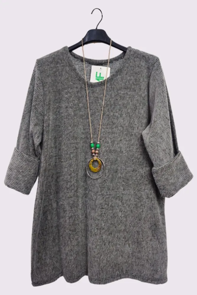 Stitch Pattern Necklace Tunic Top