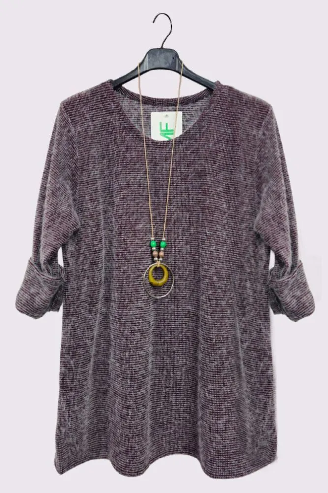 Stitch Pattern Necklace Tunic Top