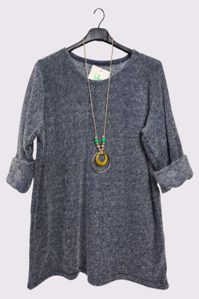 Stitch Pattern Necklace Tunic Top