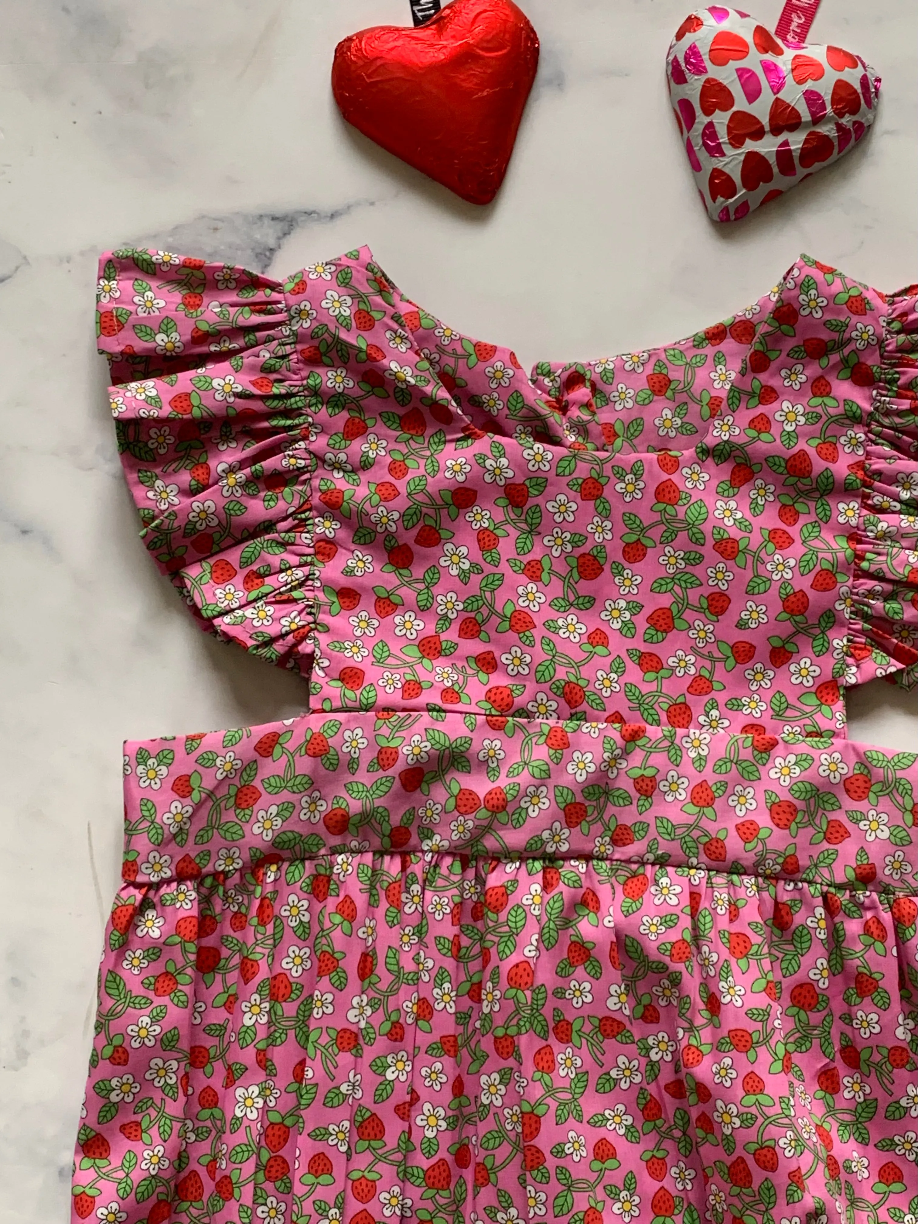 Strawberry Pinafore Romper