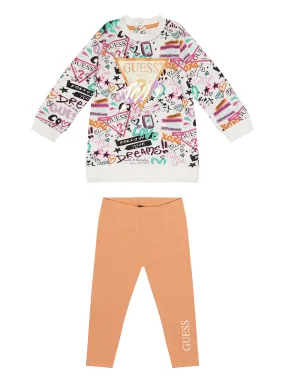 Street Graffiti Print Jumper And Leggings 2-Piece Set (0-12m)