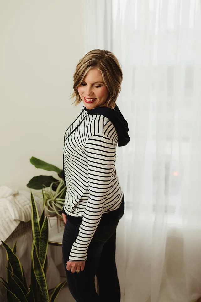 Striped Side Pocket Hoodie